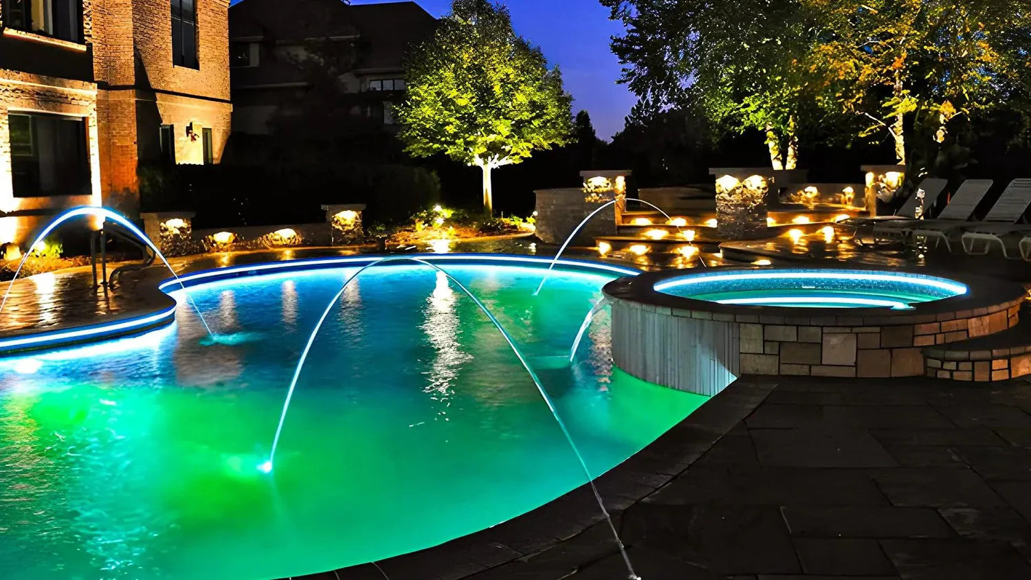 Swimming Pool At Night With Lights Swimming Pool At Night With Lights