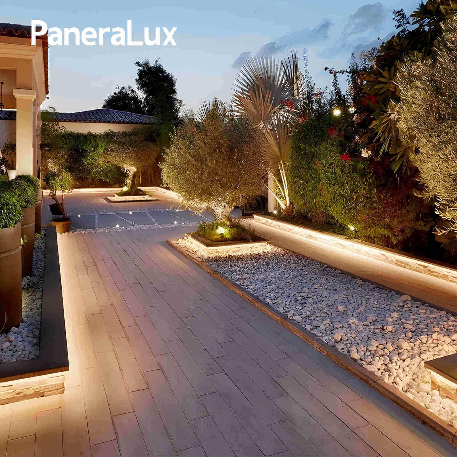 PaneraLux Outdoor Backlight on Flower Bed Borders