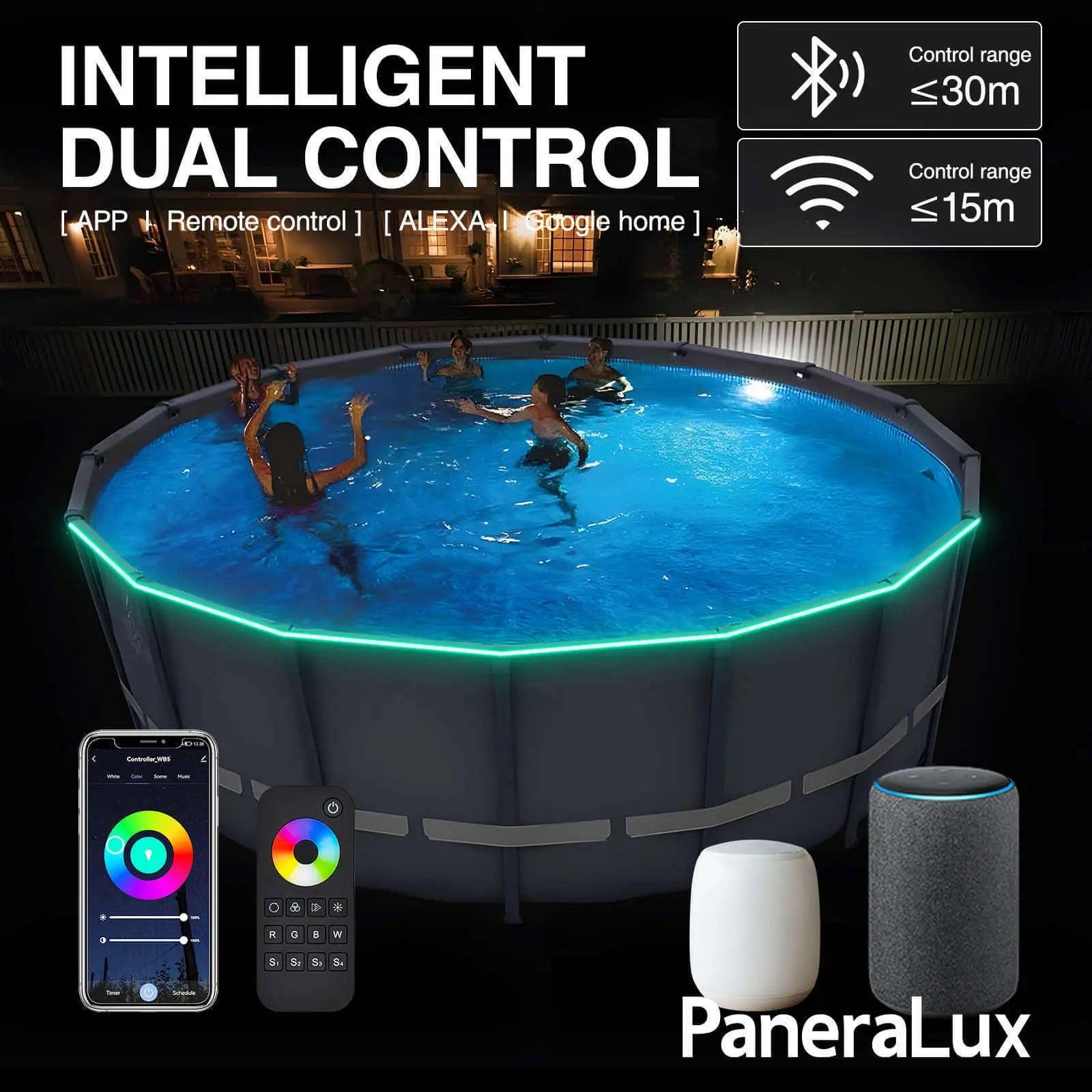 Swimming pool with Above Ground pool lights installed