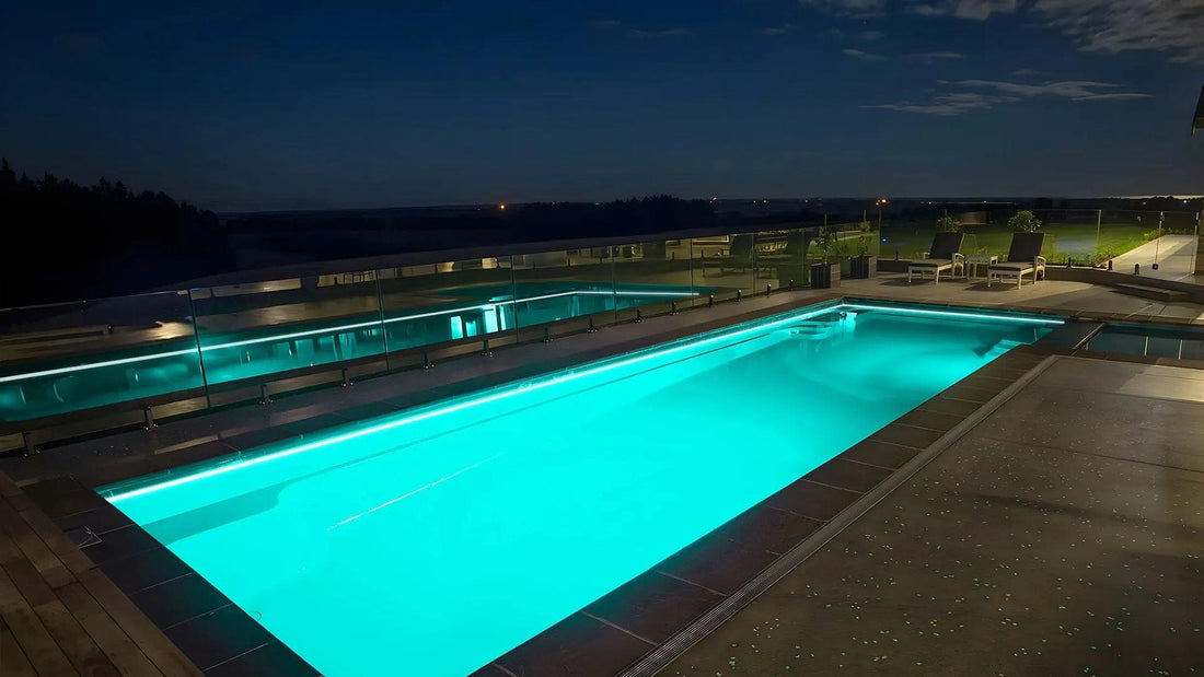 Edge Lighting for Pools in Narrow Locations - Paneralux Triple Sided Illuminated Strips