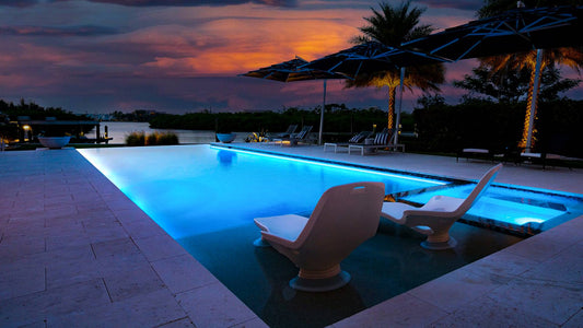 Pool LED Strip Light Emitting During Dusk