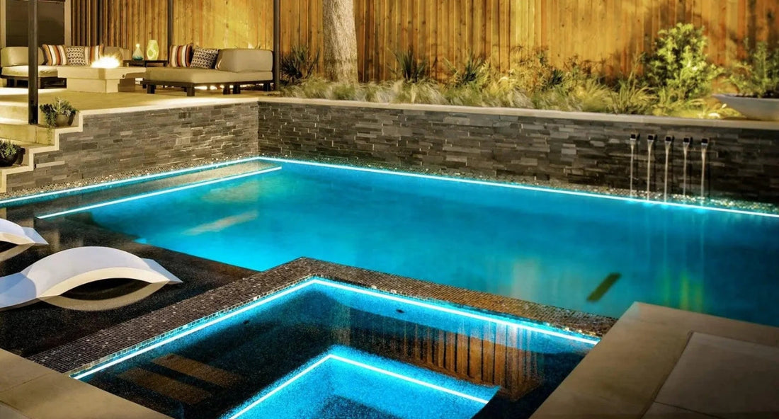 Combined IP68 and IP67 neon strip lighting for pool and pool surrounds