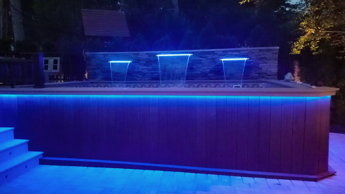 Semi-Inground Above Ground Pool with Pool Light Strip