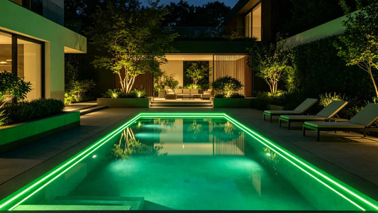 modern swimming pool with LED strip lighting creating smooth and even illumination