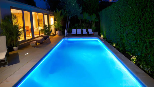 pool at night with lights