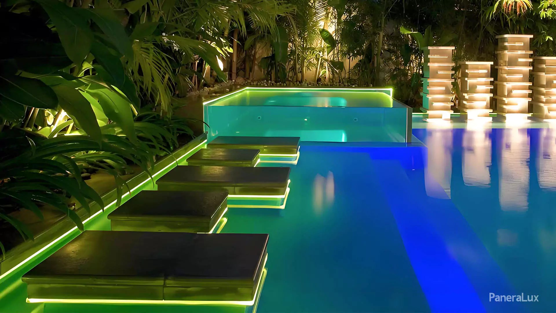 Multi-Color Lights for Poolside Ideas