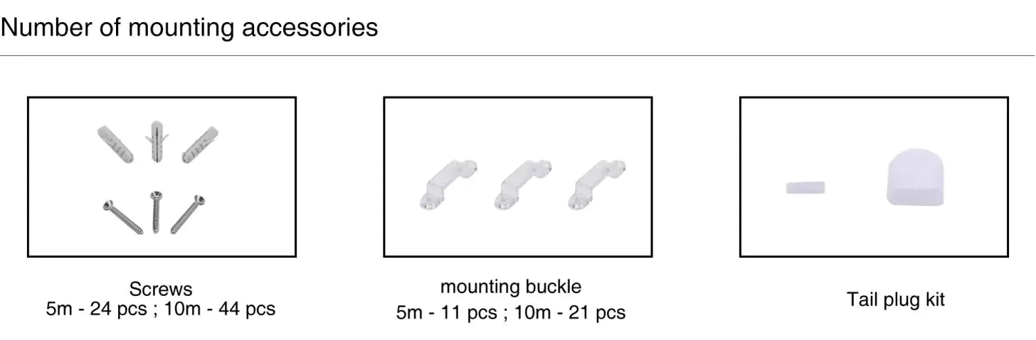 Number of Mounting Accessories of Sauna Lighting