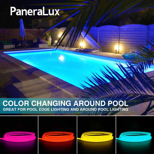 paneralux colored pool lights light-up effect in the swimming pool