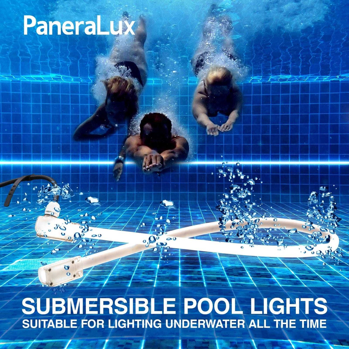 paneralux colored pool lights light up in the swimming pool