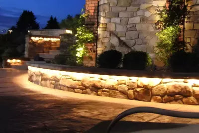 outdoor lighting under garden wall bed